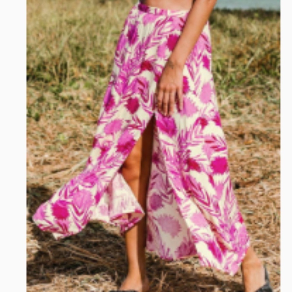 Cupshe McKenna leafy print skirt pink M